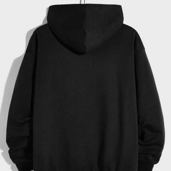 Black Mens Drawstring Hoodie - Picture 2 of 4